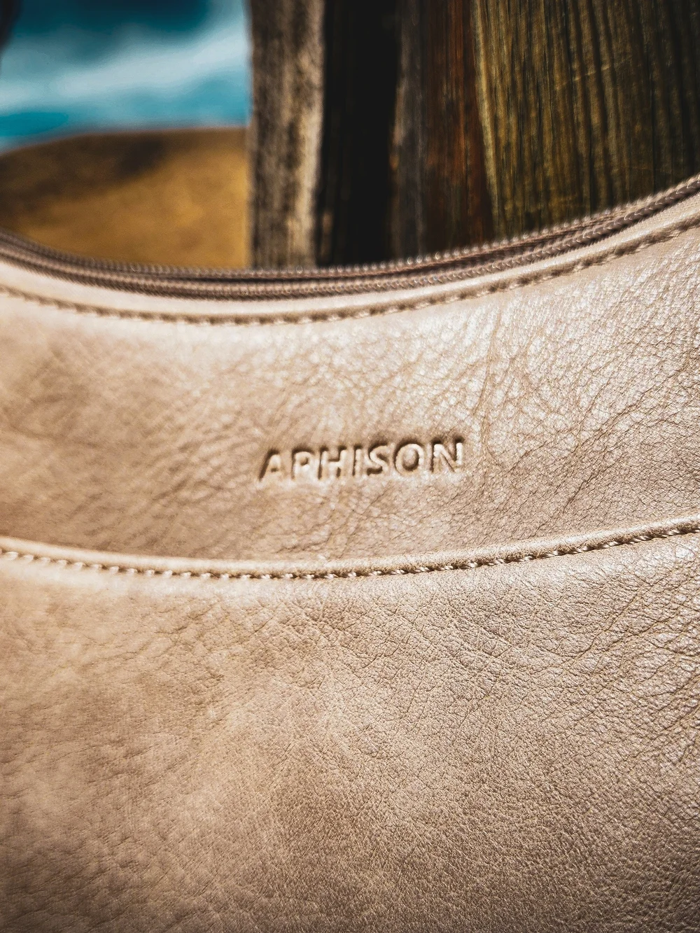 Aphison Beige Leather Shoulder Bag Boho Strap Crossbody Purse Neutral Minimalist